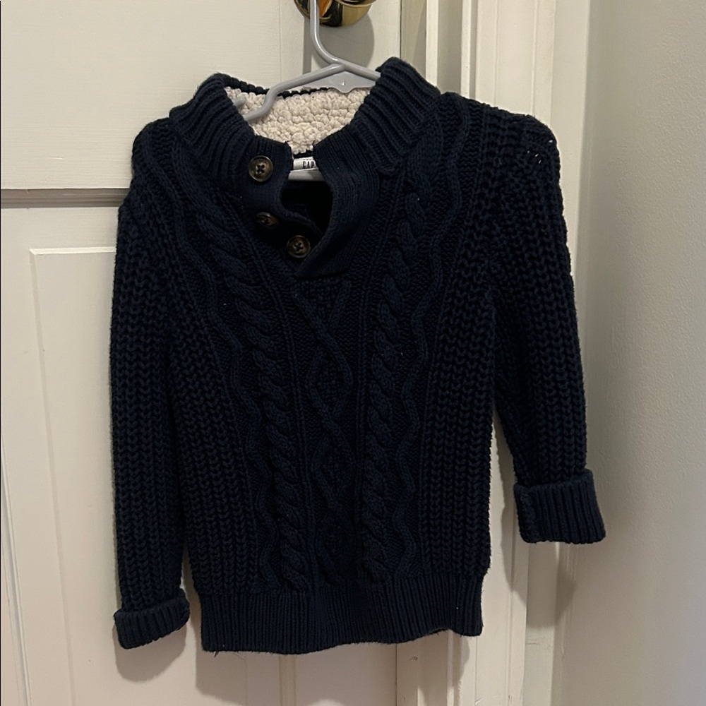 GAP Dark Blue Cable Knit boys Turtleneck Sweater 2T
